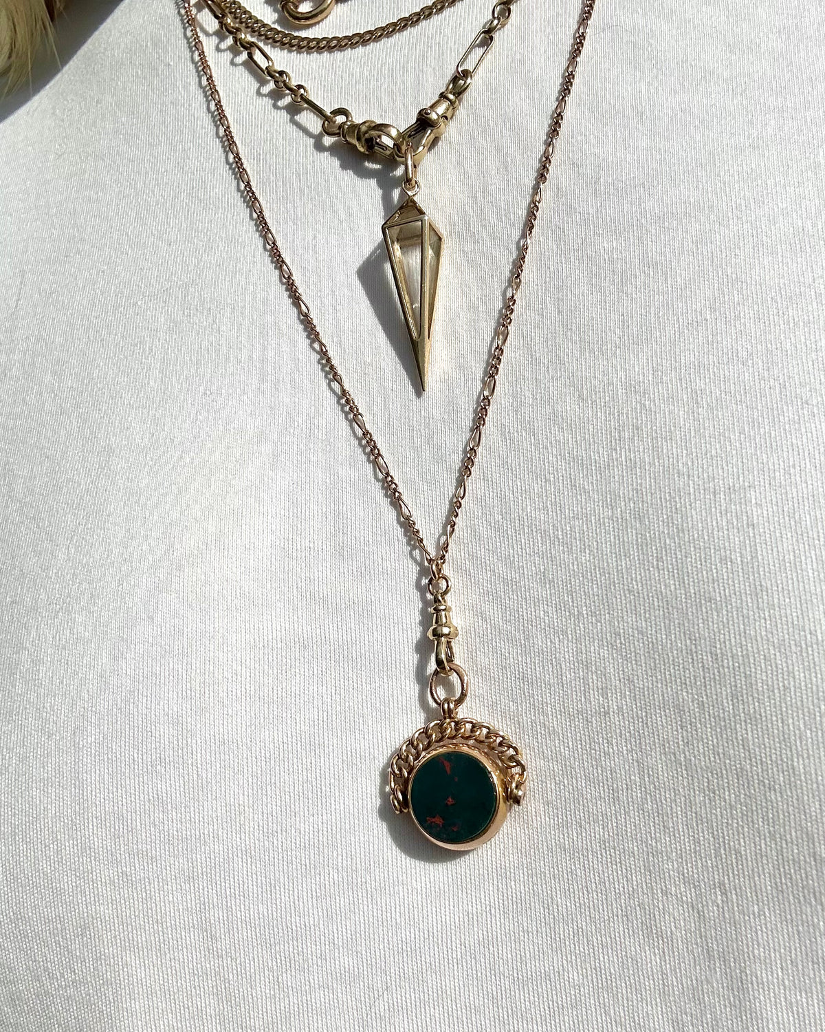 Antique 9ct Victorian Bloodstone & Agate Spinner Fob
