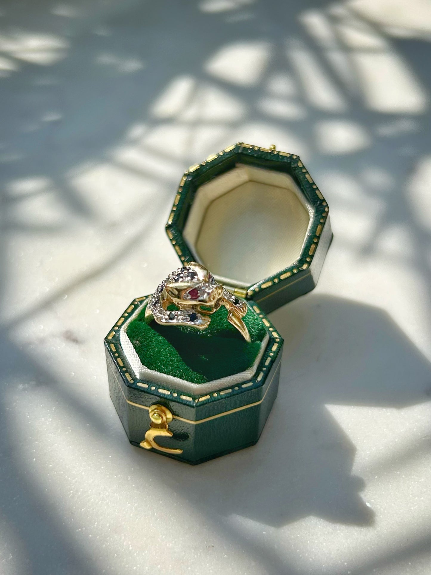 Vintage 14ct Sapphire Ruby Leopard Ring