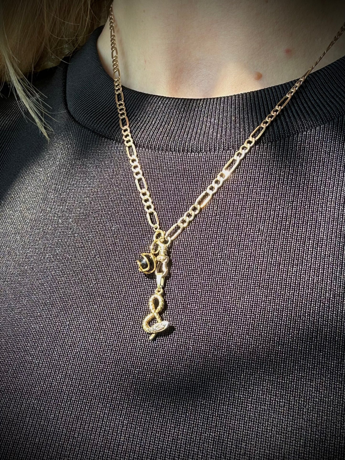 Vintage 9ct Gold Figaro Chain with 14ct Versatile Albert Clasp