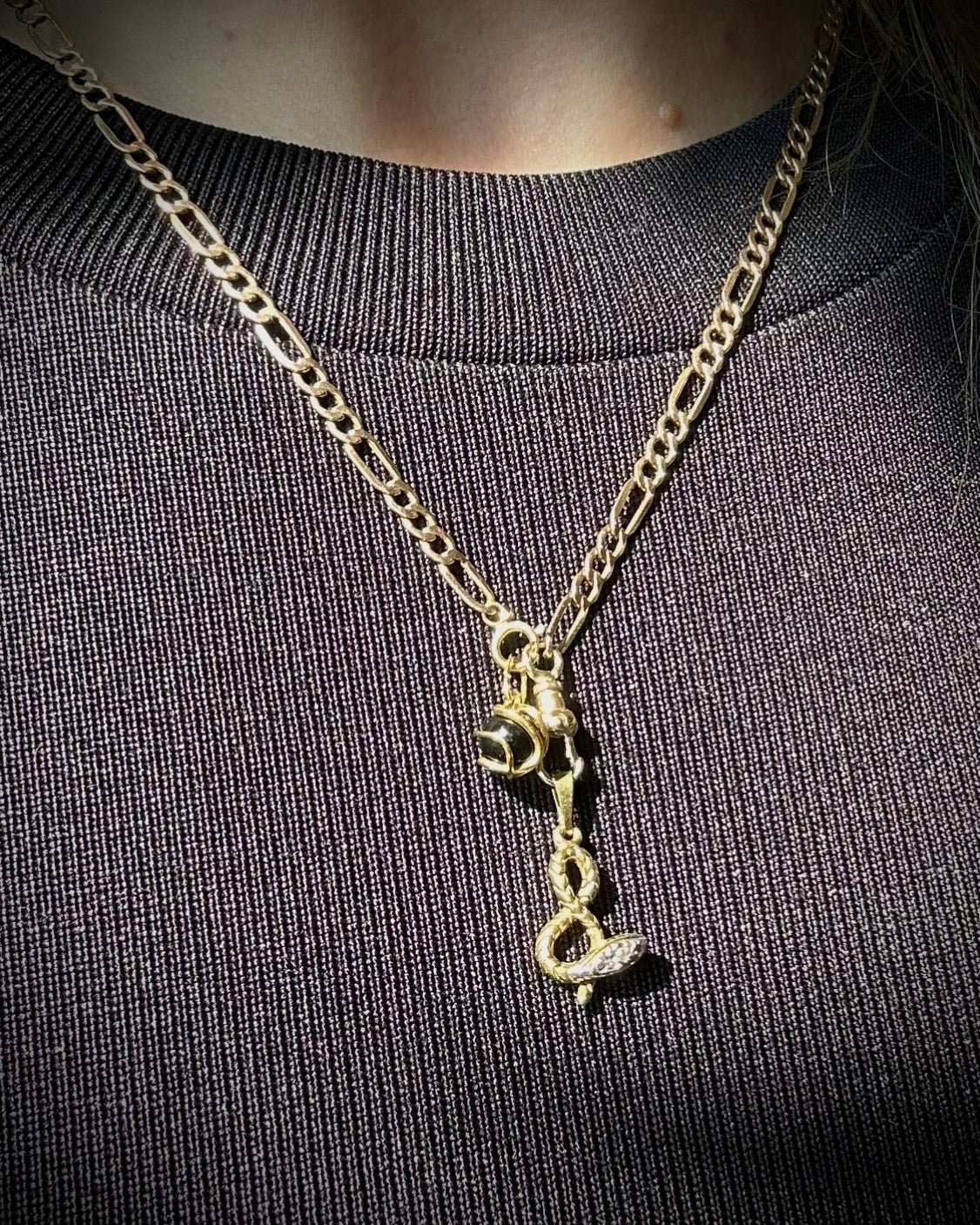 Vintage 8ct Obsidian Sphere Charm