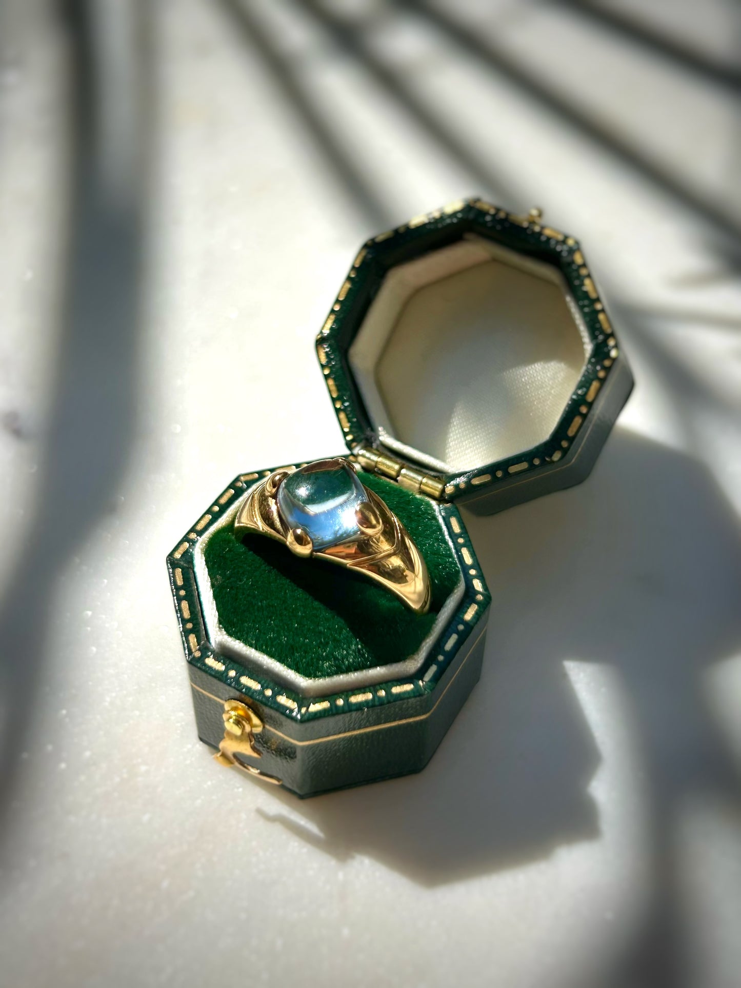 Vintage 9ct Blue Topaz Cabochon Ring