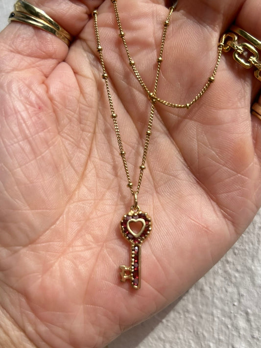 Vintage 14ct Ruby Key Charm
