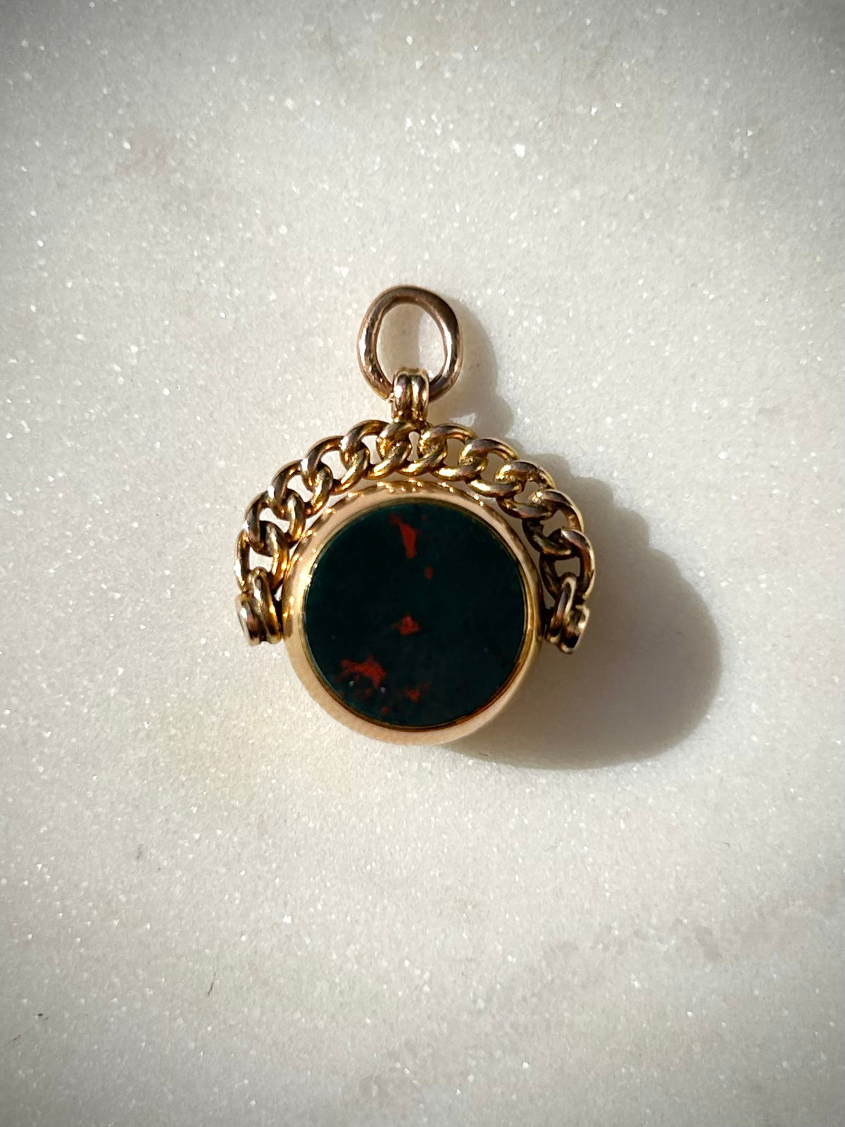 Antique 9ct Victorian Bloodstone & Agate Spinner Fob