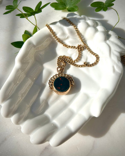 Antique 9ct Victorian Bloodstone & Agate Spinner Fob