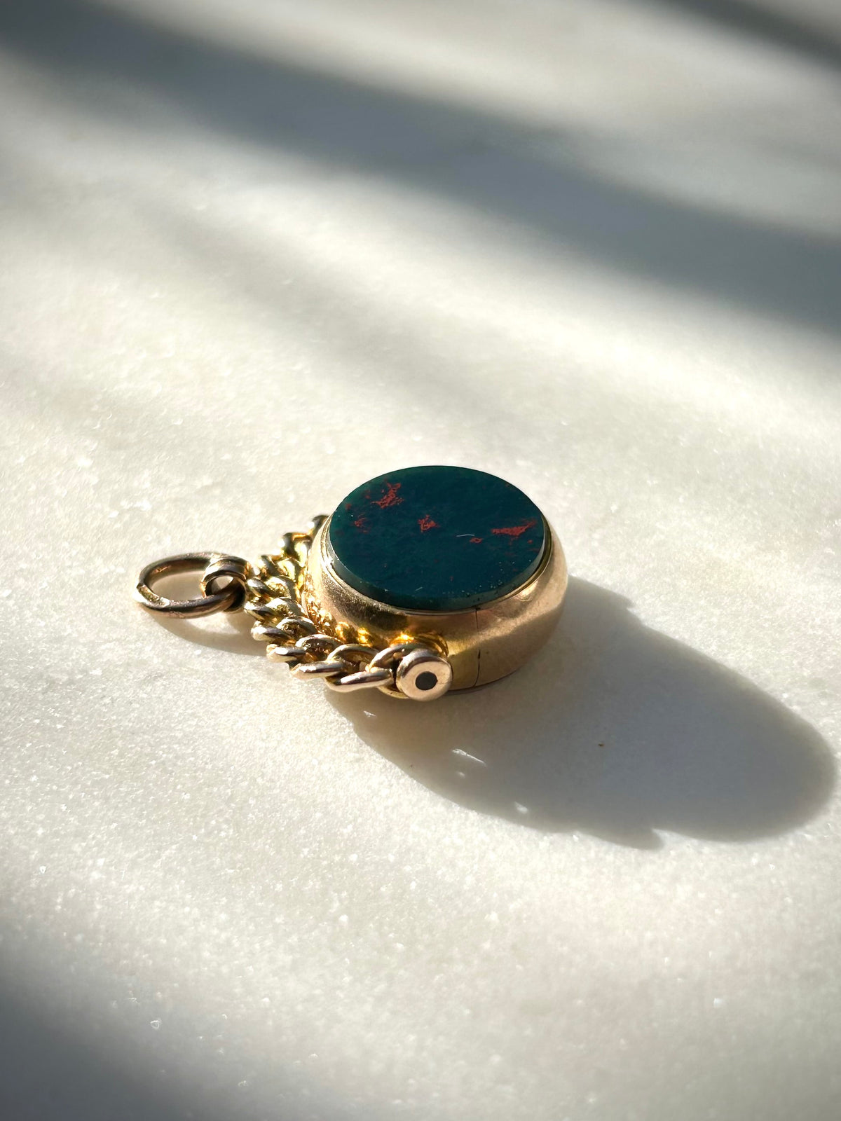Antique 9ct Victorian Bloodstone & Agate Spinner Fob