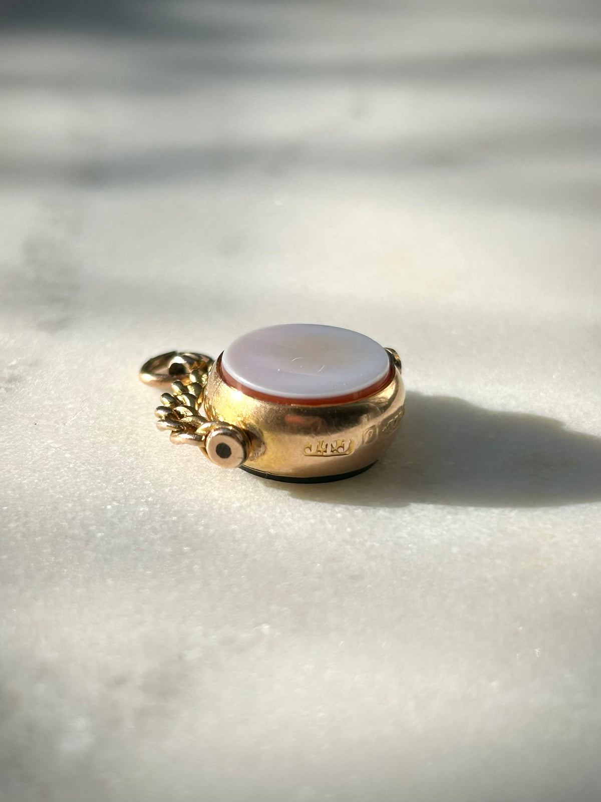 Antique 9ct Victorian Bloodstone & Agate Spinner Fob