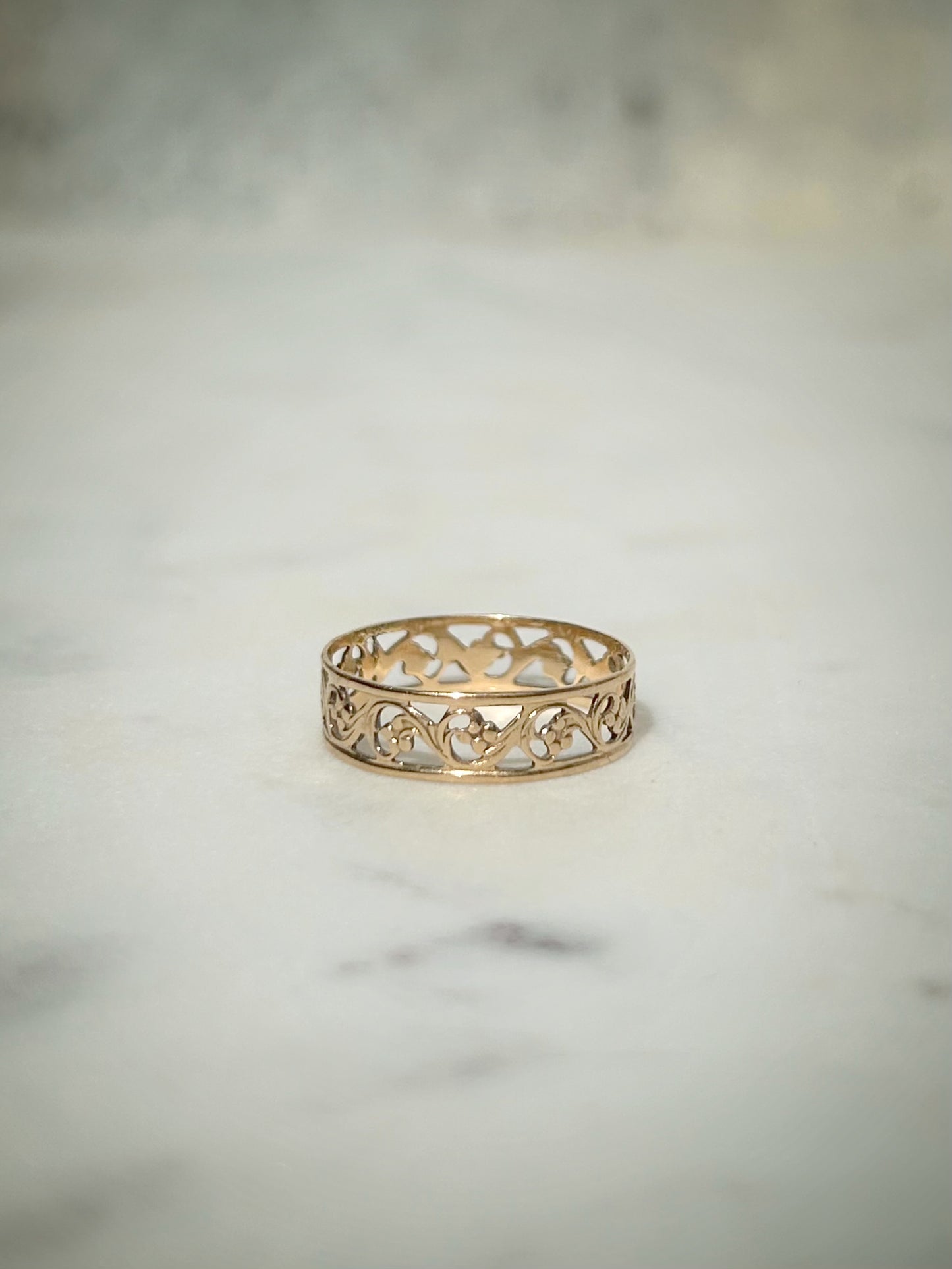 Vintage 14ct Gold Floral Openwork Ring