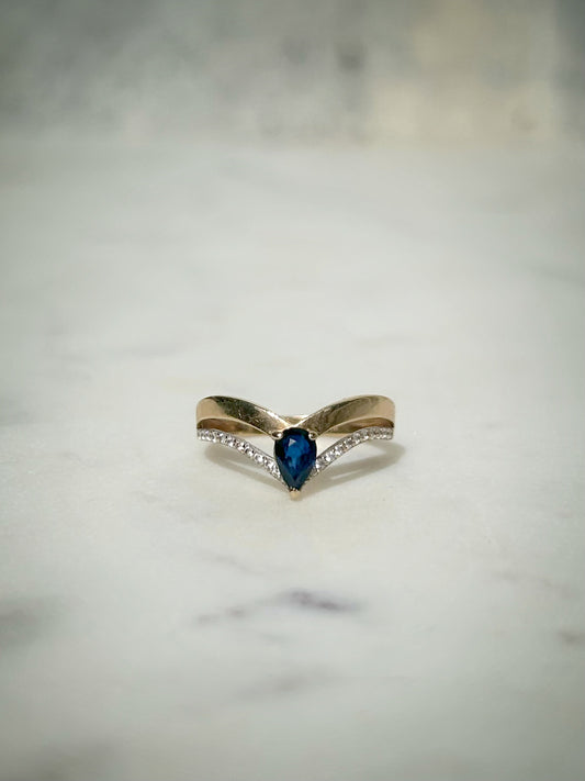 Estate 9ct Sapphire & Zircon Ring