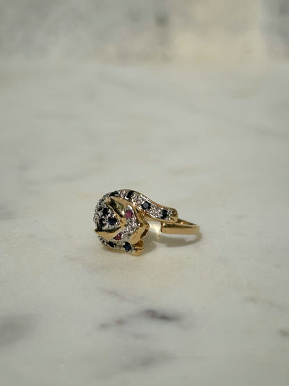 Vintage 14ct Sapphire Ruby Leopard Ring