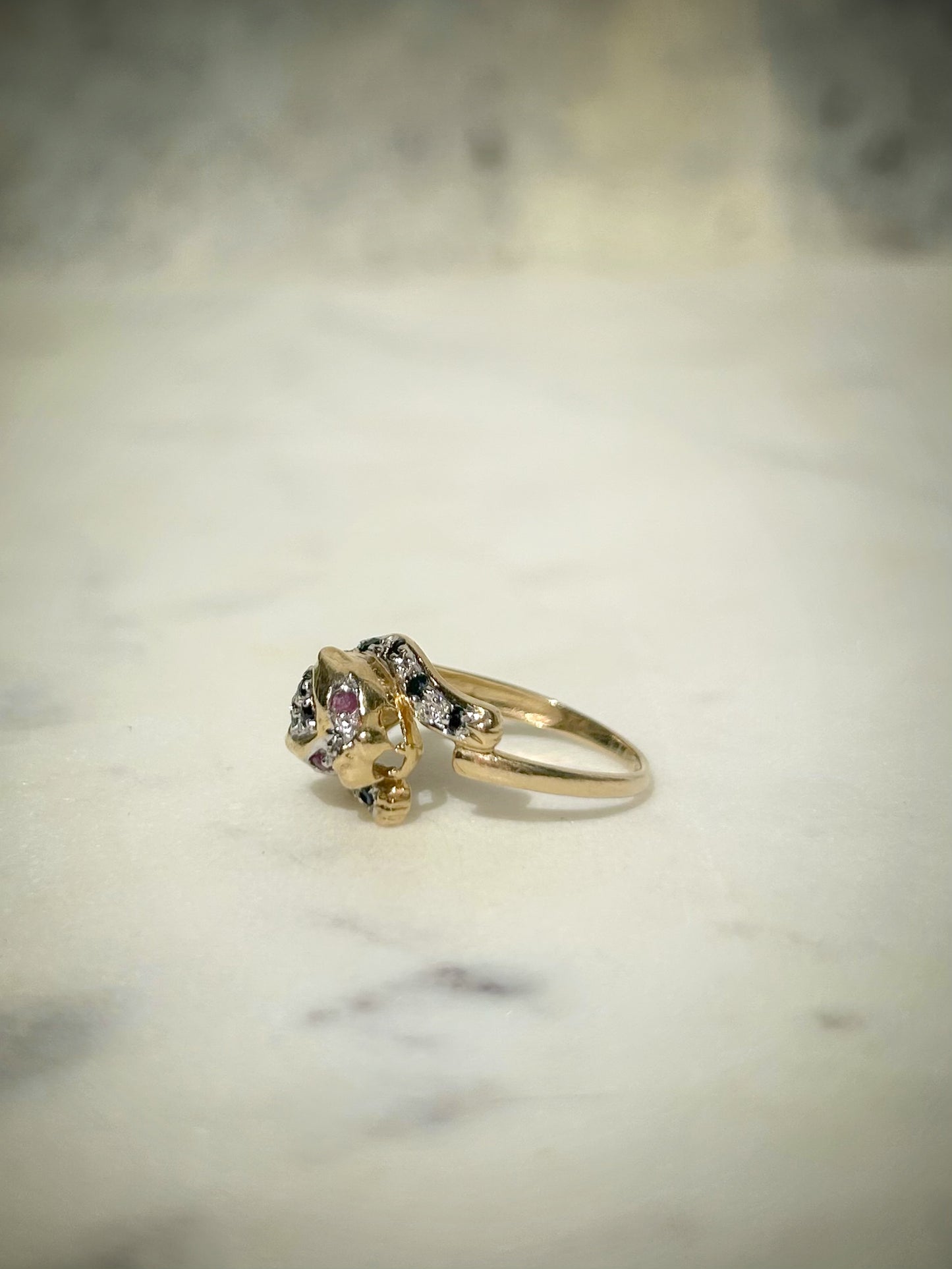Vintage 14ct Sapphire Ruby Leopard Ring