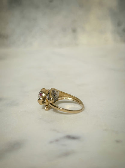 Vintage 14ct Sapphire Ruby Leopard Ring