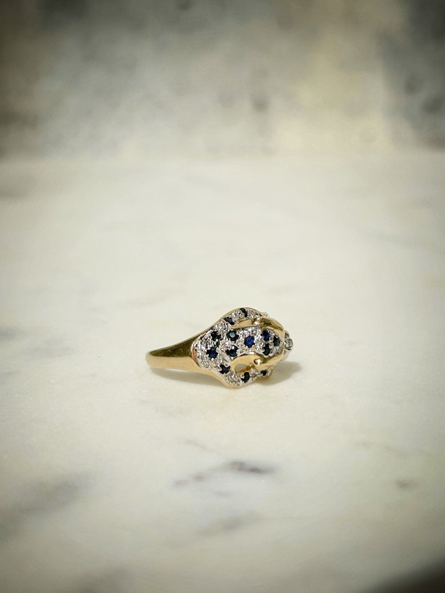Vintage 14ct Sapphire Ruby Leopard Ring