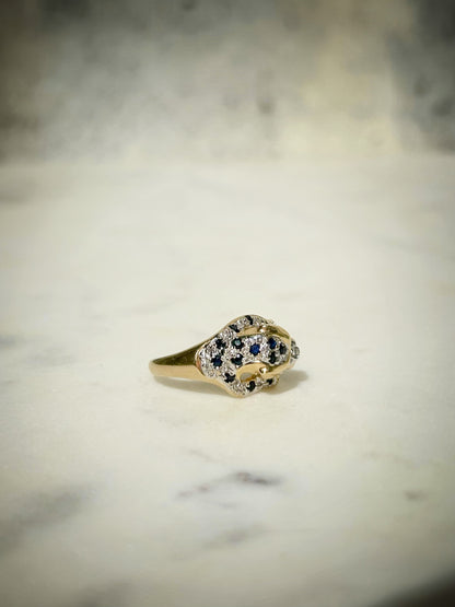 Vintage 14ct Sapphire Ruby Leopard Ring