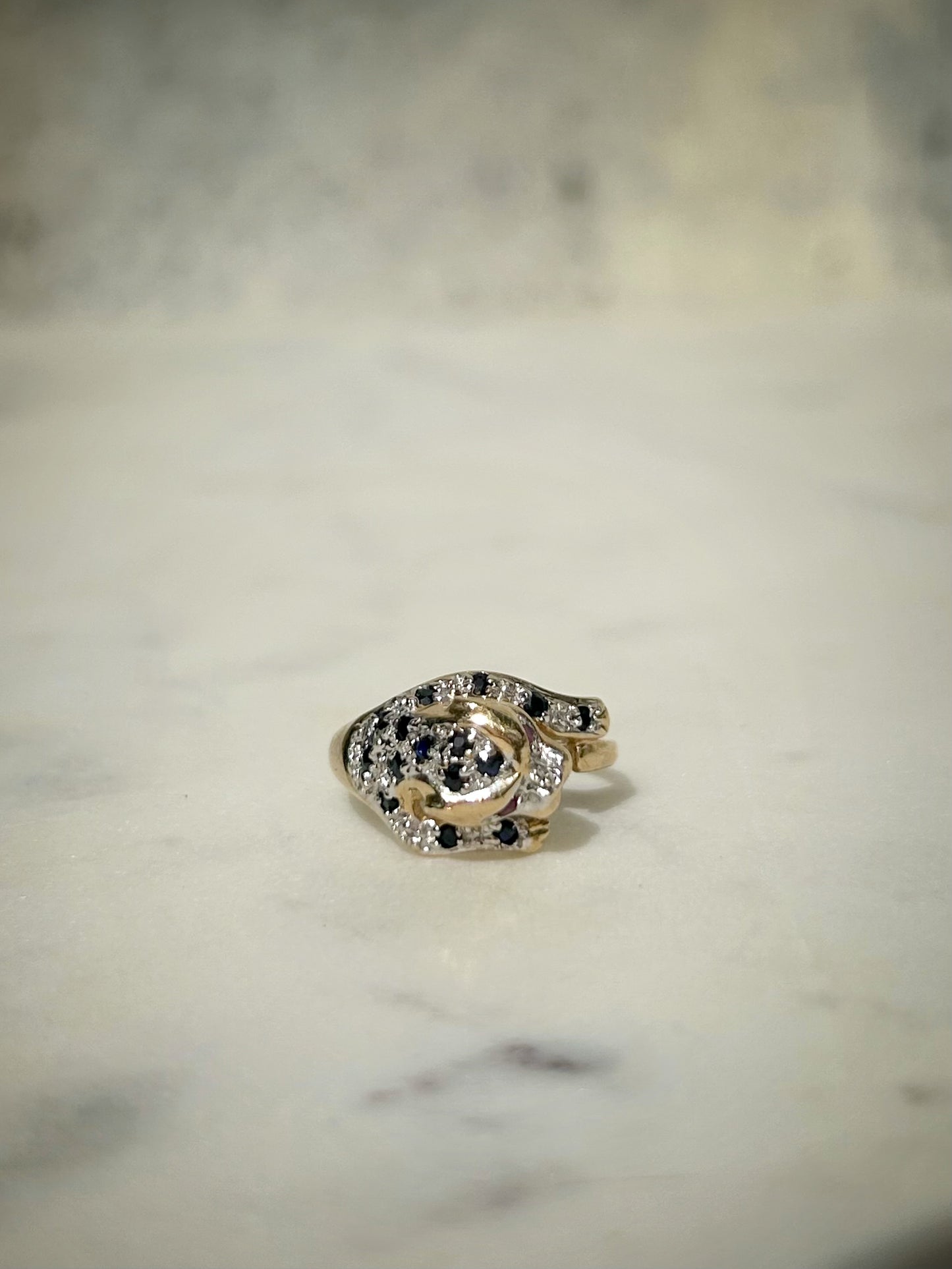 Vintage 14ct Sapphire Ruby Leopard Ring