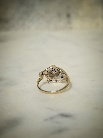 Vintage 14ct Sapphire Ruby Leopard Ring