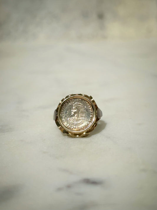 Vintage 8ct Cleopatra Coin Ring