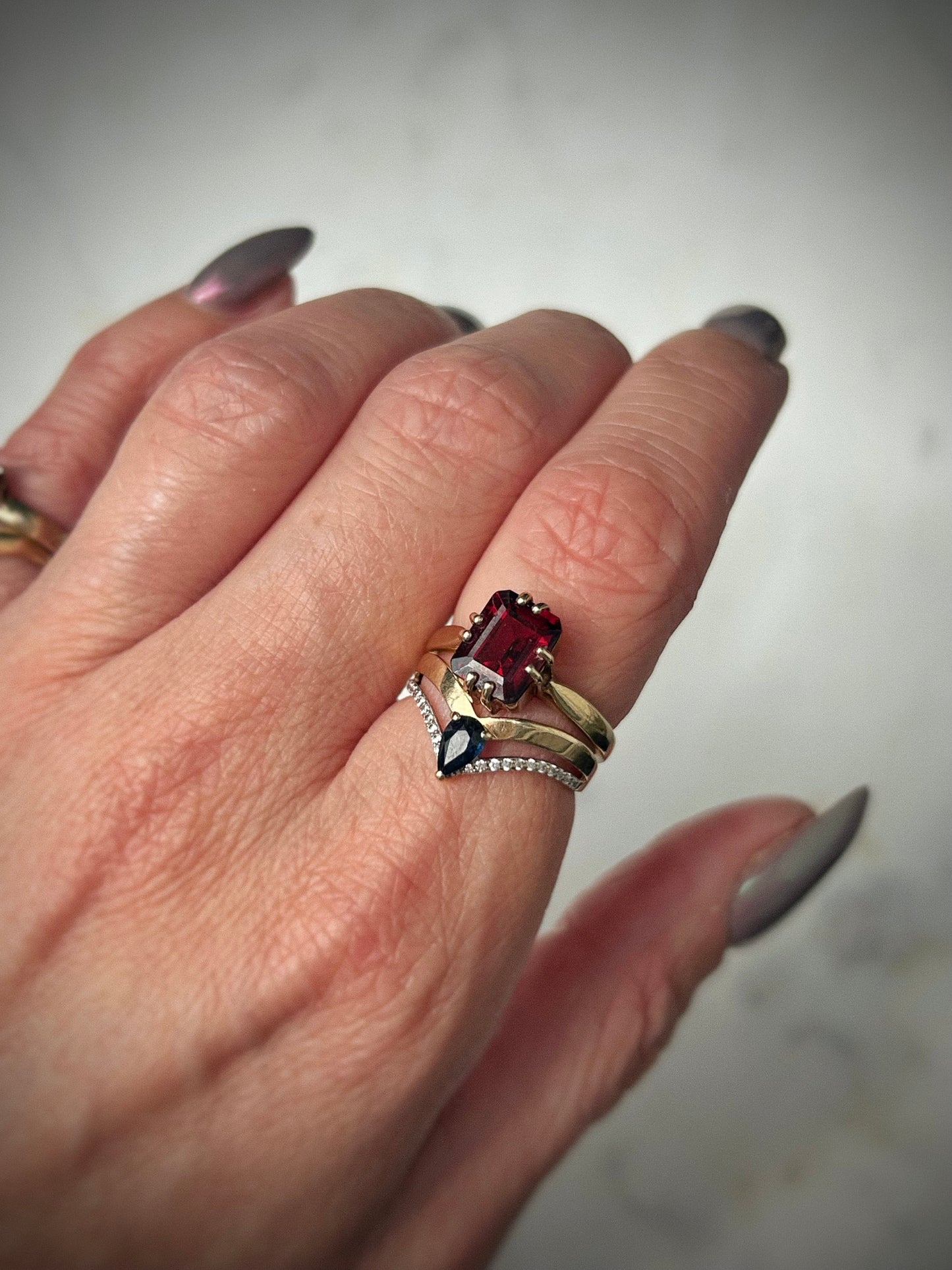 Estate 9ct Sapphire & Zircon Ring