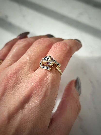 Vintage 14ct Sapphire Ruby Leopard Ring
