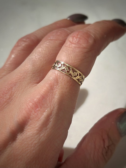 Vintage 14ct Gold Floral Openwork Ring