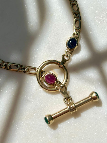 Vintage 9ct T-bar & Gemstone Bracelet