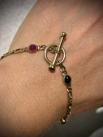 Vintage 9ct T-bar & Gemstone Bracelet