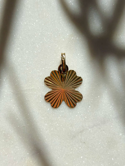 Vintage 8ct Gold Four-Leaf Clover Starburst Charm