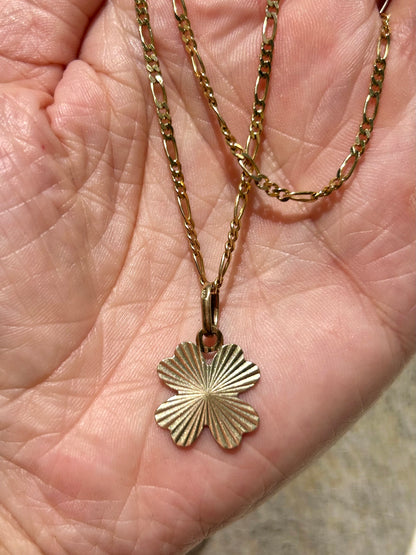Vintage 8ct Gold Four-Leaf Clover Starburst Charm