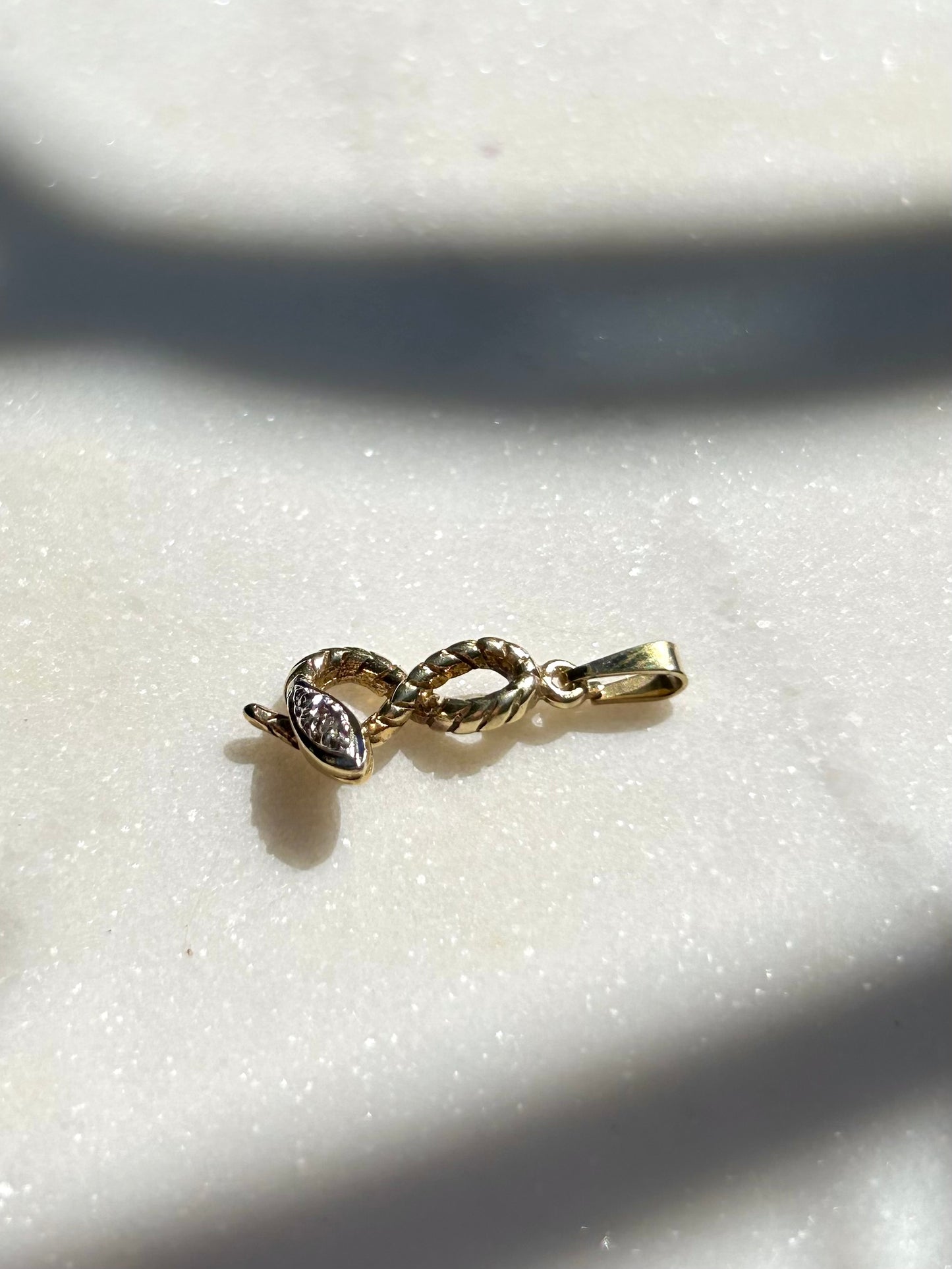 Vintage 14ct Gold Diamond Snake Pendant