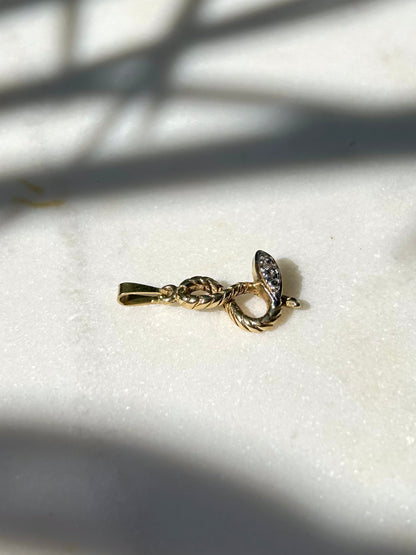 Vintage 14ct Gold Diamond Snake Pendant