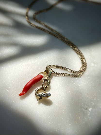 Vintage 14ct Gold Diamond Snake Pendant