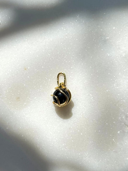 Vintage 8ct Obsidian Sphere Charm