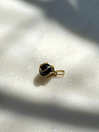 Vintage 8ct Obsidian Sphere Charm