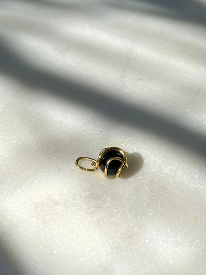 Vintage 8ct Obsidian Sphere Charm