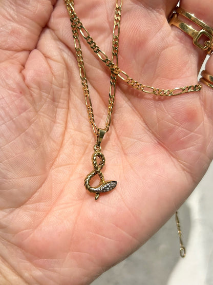 Vintage 14ct Gold Diamond Snake Pendant