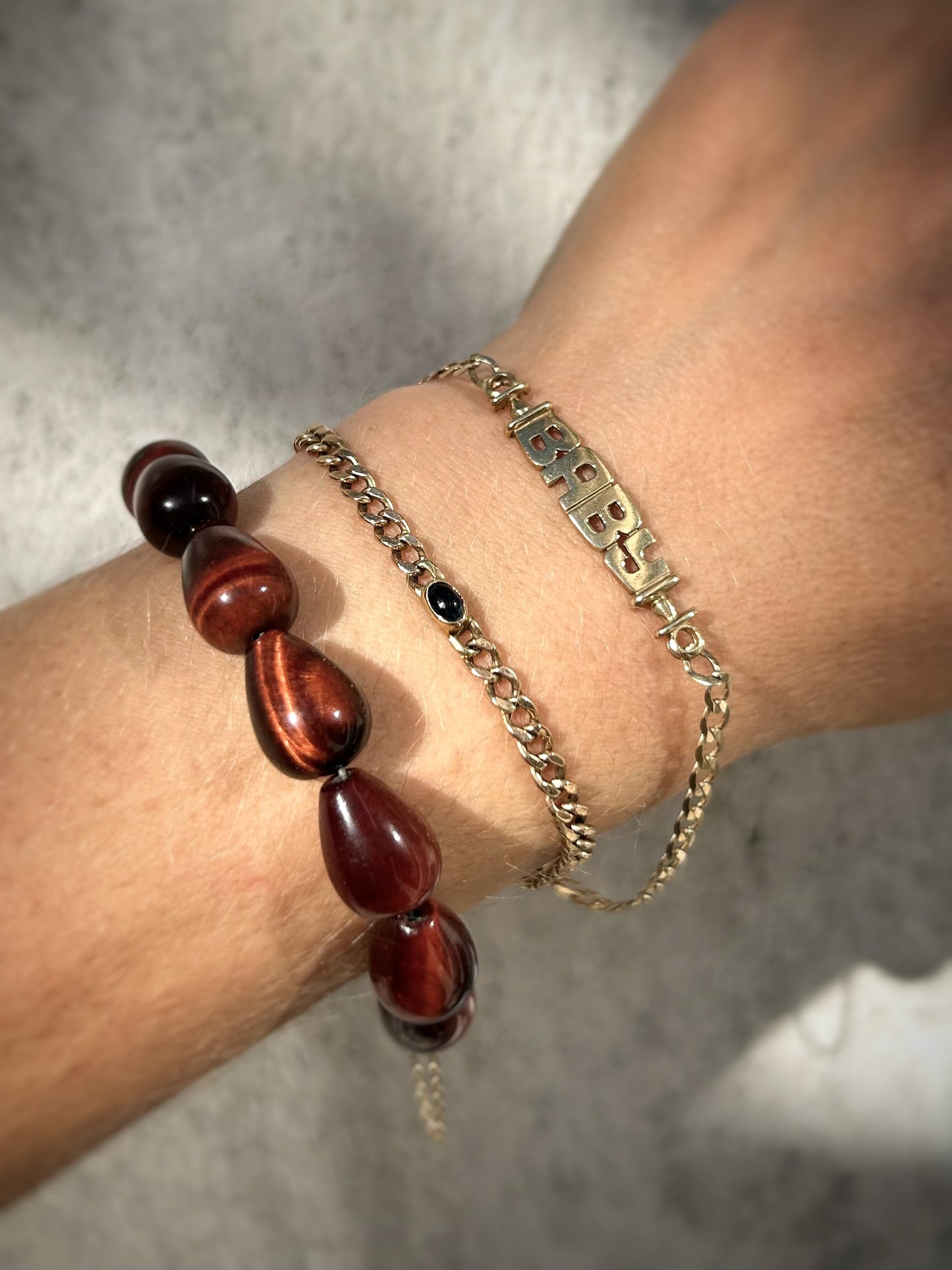 Vintage Red Tiger Eye Bracelet with 9ct Gold Clasp