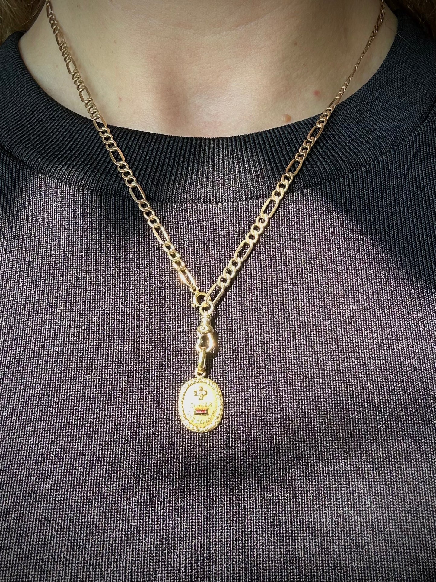 Vintage 9ct Gold Figaro Chain with 14ct Versatile Albert Clasp