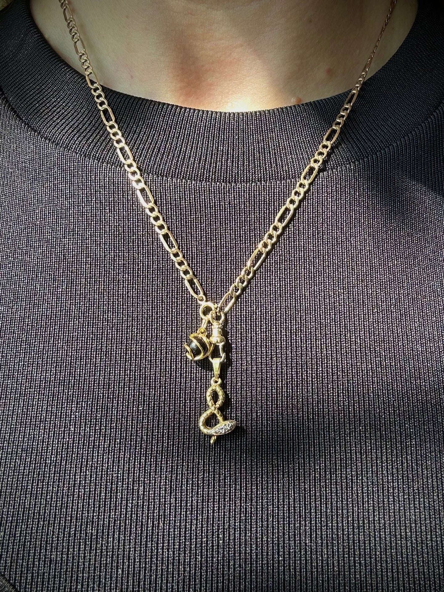 Vintage 9ct Gold Figaro Chain with 14ct Versatile Albert Clasp