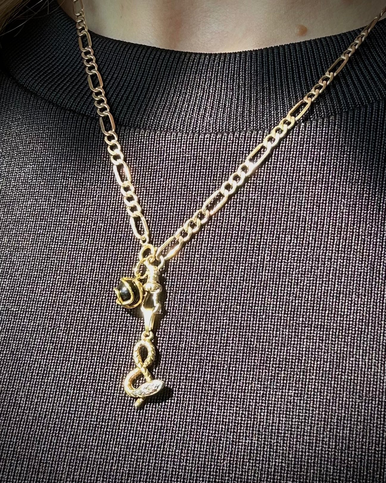 Vintage 14ct Gold Diamond Snake Pendant