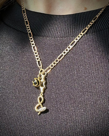Vintage 14ct Gold Diamond Snake Pendant