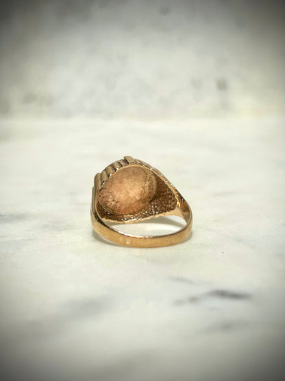 Antique 9ct ring with 14ct Mexican Dos Pesos Coin