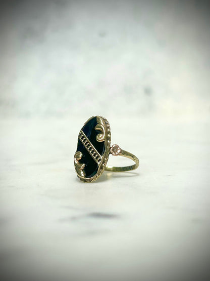 Antique 14ct Onyx Art Nouveau Ring