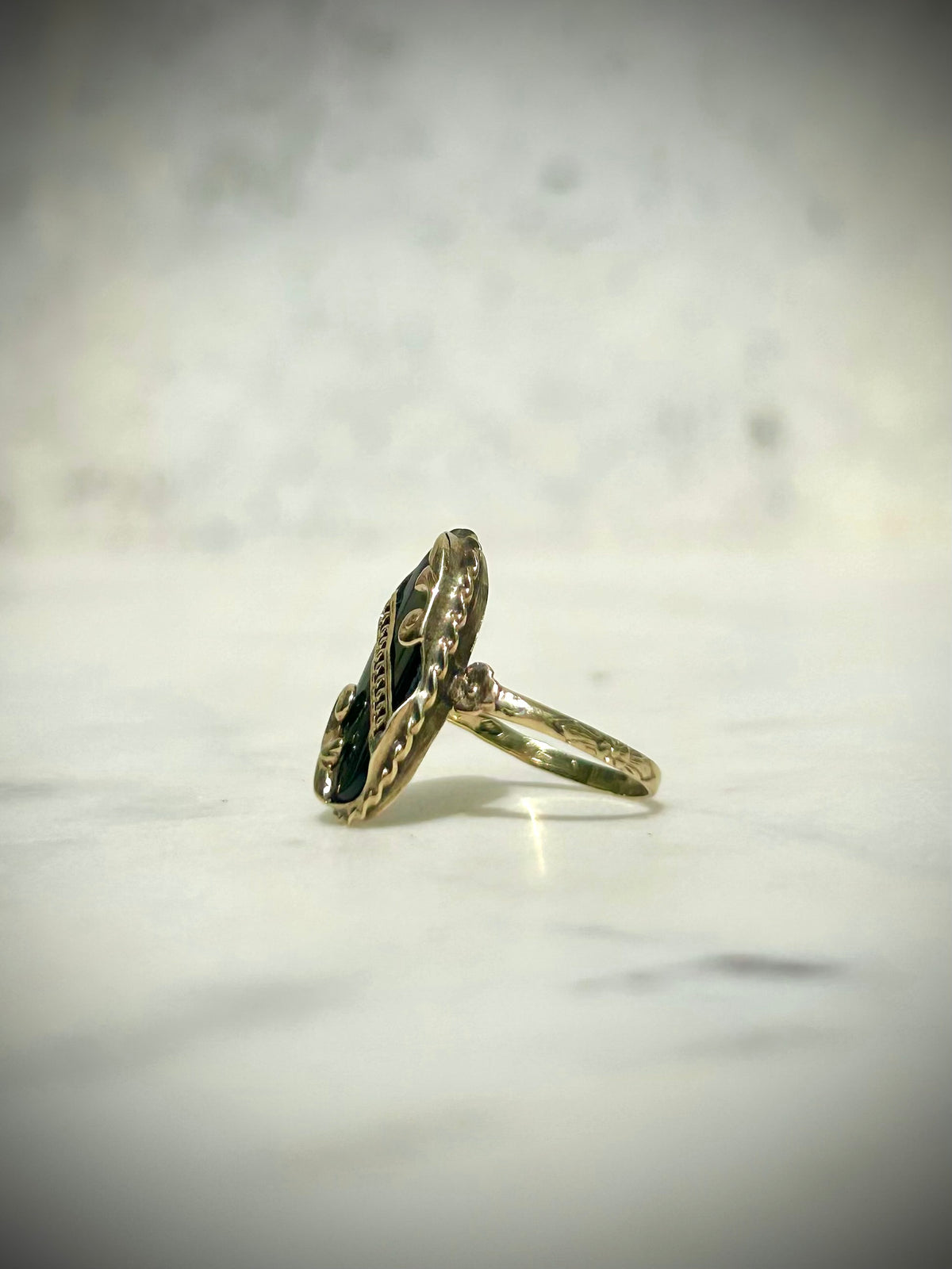 Antique 14ct Onyx Art Nouveau Ring