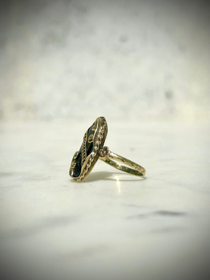 Antique 14ct Onyx Art Nouveau Ring