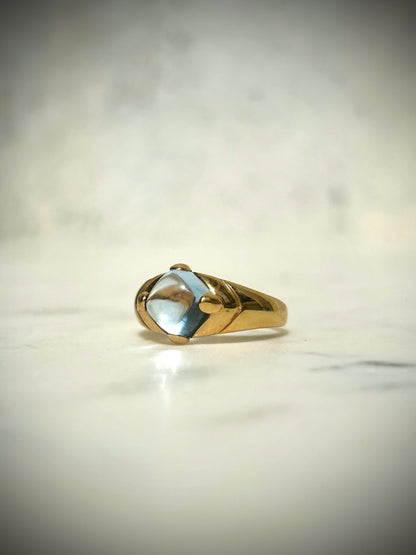 Vintage 9ct Blue Topaz Cabochon Ring