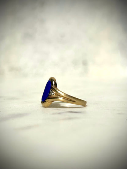 Vintage Estate 8ct Blue Cabochon & Diamond Ring