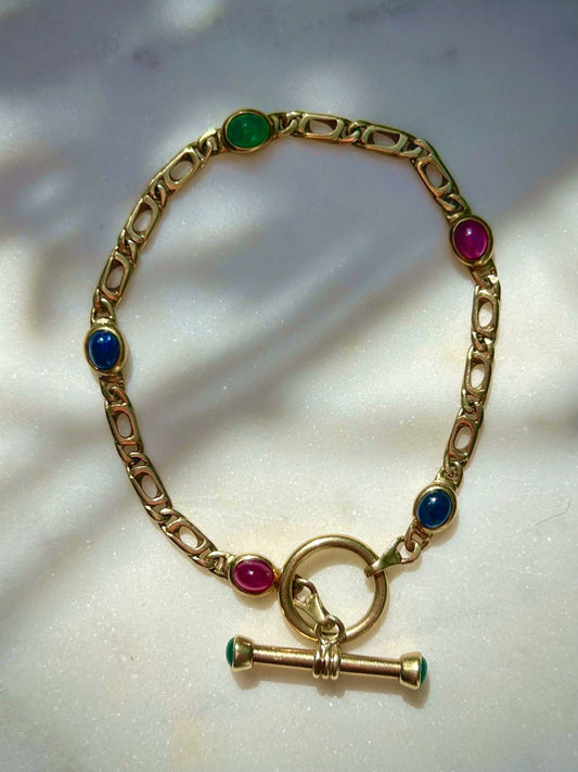 Vintage 9ct T-bar & Gemstone Bracelet