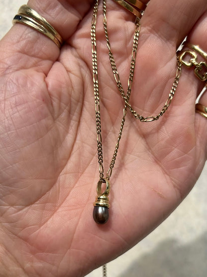 Estate 14ct Black Tahitian Pearl Pendant