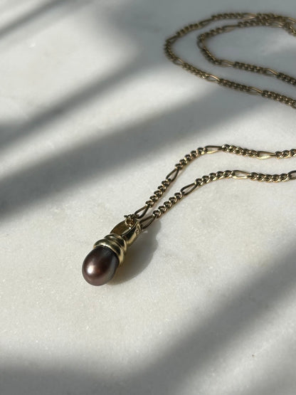 Estate 14ct Black Tahitian Pearl Pendant