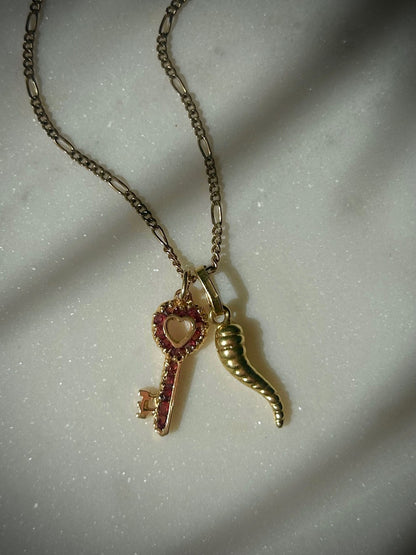 Vintage 14ct Ruby Key Charm