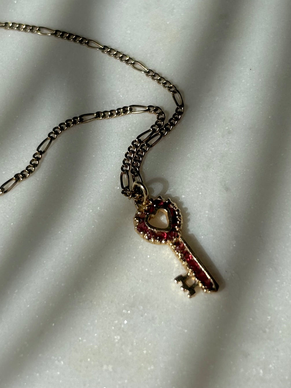 Vintage 14ct Ruby Key Charm
